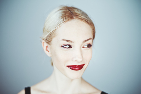 creative make up, fashion portrait of a young womanの写真素材