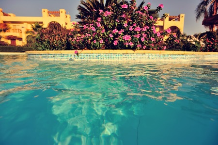 Vocation time in hotel resort, beautiful poolside, water poolの写真素材