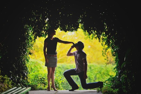 Couple in love holding hands just happy togetherの写真素材