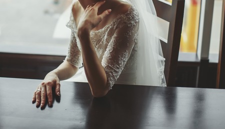 young elegant bride, wedding photographyの写真素材