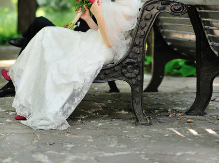 young bride holding peony bouquet, wedding photographyの写真素材