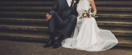 happy wedding, bride and groom togetherの写真素材