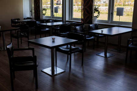 Fully furnished dinning room, ready for guestsの写真素材