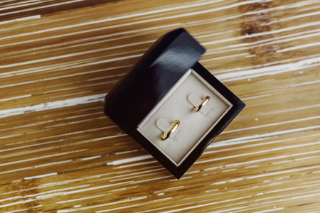 elegant wedding rings. Marriage atributesの写真素材