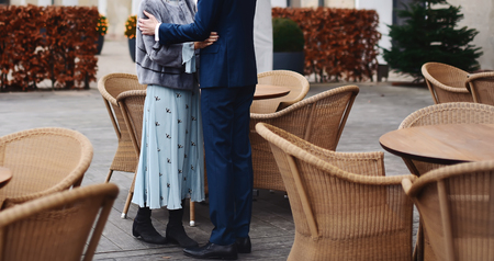 lovely bridal couple embracing, happy wedding, bride and groom together