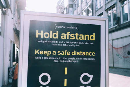 Copenhagen, Denmark - September 14, 2020. Keep social distance. Coronavirus (COVID-19) pandemic...