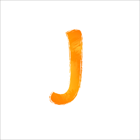 Watercolor letter J. Orange image, white backgroumd. Vector illustration.のイラスト素材