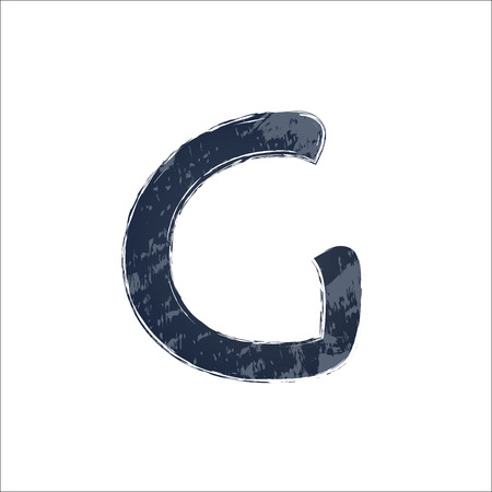 Watercolor letter G. Gray image, white backgroumd. Vector illustration.のイラスト素材