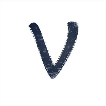 Watercolor letter V. Gray image, white backgroumd. Vector illustration.のイラスト素材
