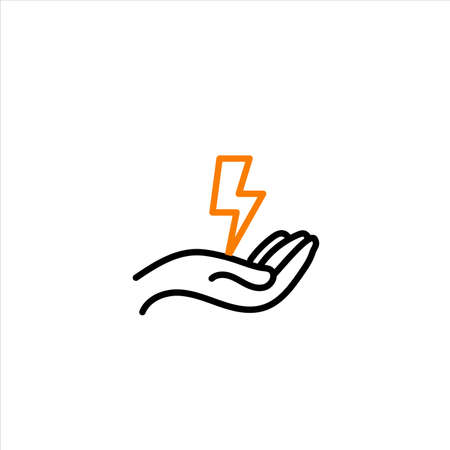 Energy, lighting in hands isolated icon. Saving nature. Vector illustrationのイラスト素材