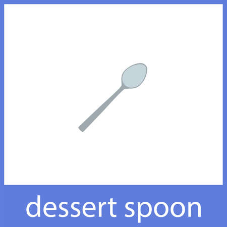 Dessert spoon. Table etiquette. English vocabulary word card.のイラスト素材