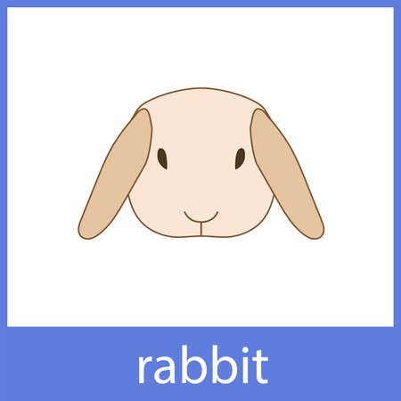 Rabbit. Pets, domestic animals. English vocabulary word card.のイラスト素材
