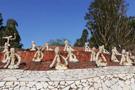 Chandigarh,  India - June 10 2019: Stone dolls from Nek Chand Rock Gardenのeditorial素材