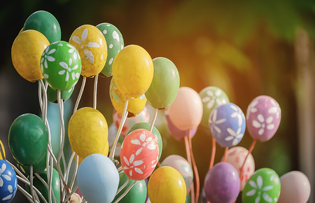 Colorful flowers eggshellの写真素材