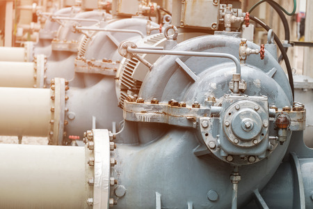 Water pumps on petrochemical plantの写真素材