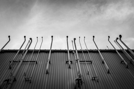 Air and gas vent stacks of building factory with black and white tone