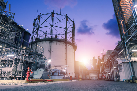 Factory of petrochemical industrial plant with sky sunriseの写真素材