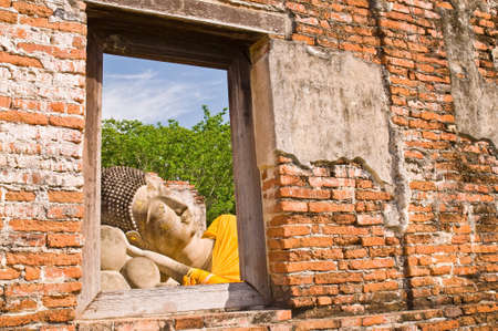 Reclining Buddha image in Ayutthaya near Bangkok, Thailand.の写真素材