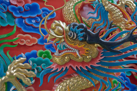 Chinese Dragon at the wall of China temple.の写真素材