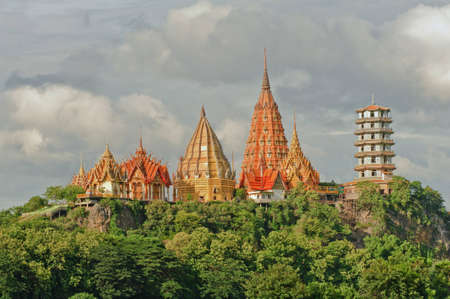 temple on the mountain at Kanchanaburi province Thailandの写真素材