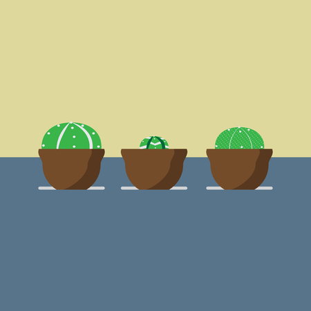 three vector cactus in the potsのイラスト素材