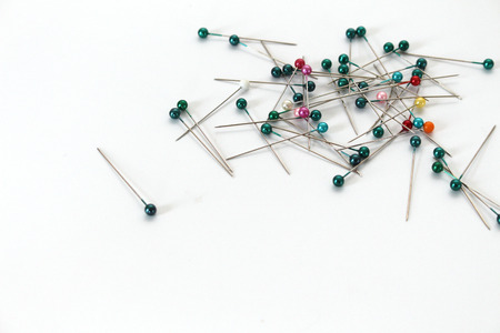 various color pins that are sharpened steel wire with a headの写真素材