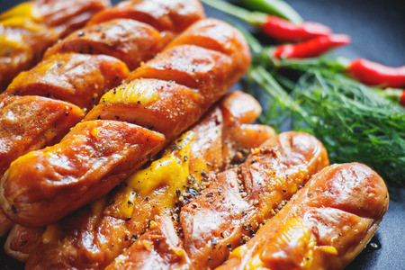 fried,grilled  hot dog .の写真素材