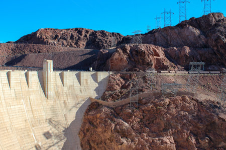 Hoover Dam, Nevada/USA - Nov 27 2011: View of the Hoover Dam dam across the Colorado river.のeditorial素材