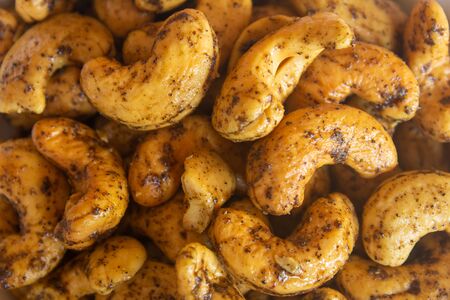 Roasted cashew nuts with salt and black pepper mix.の写真素材