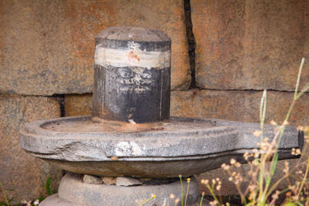 Shiva Lingam (statue of lord shiva) in an ancient temple in Avani, Karnataka, Indiaの写真素材