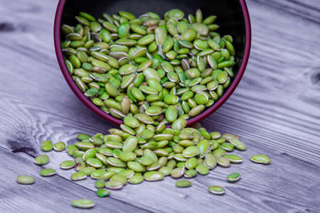 View of green lima beans (also known as mocha kottai in tamil language).