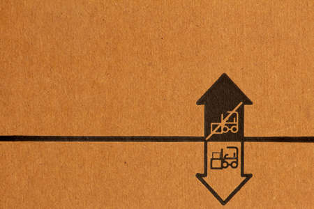 Packaging symbol to indicate where to clamp. Do not clamp and clamp below instruction used in material packaging.の写真素材