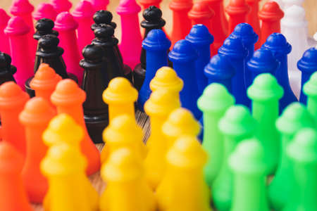 Multi-colored objects used in board games for children