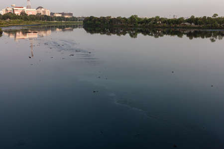 Scenic view of the banks of coovum river which flows through heart of Chennai city, Tamil Nadu,...