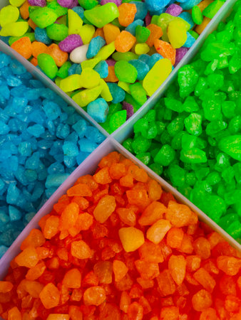 Closeup: Multi-colored decorative stones useful for gardening crafts and fish aquarium decoration, it can also be used as wallpaper, backgrounds, or texture.の写真素材