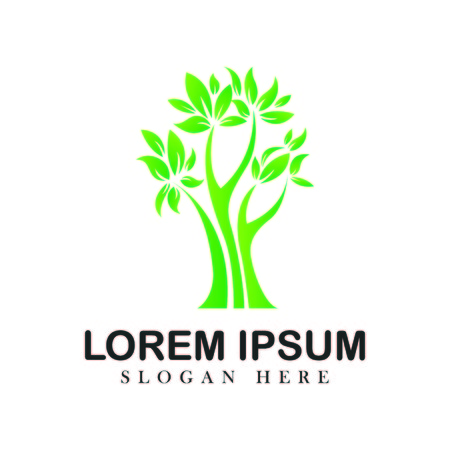 Tree oak green nature design logotype vector concept embem isplated illustration background whiteのイラスト素材
