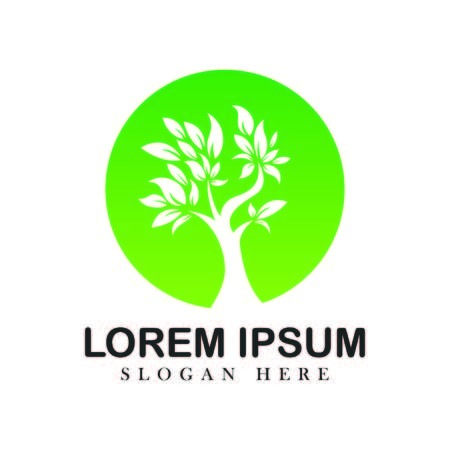 Tree oak green nature design logotype vector concept embem isplated illustration background whiteのイラスト素材