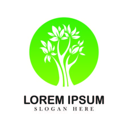 Tree oak green nature design logotype vector concept embem isplated illustration background whiteのイラスト素材