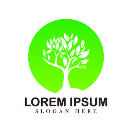 Tree oak green nature design logotype vector concept embem isplated illustration background whiteのイラスト素材