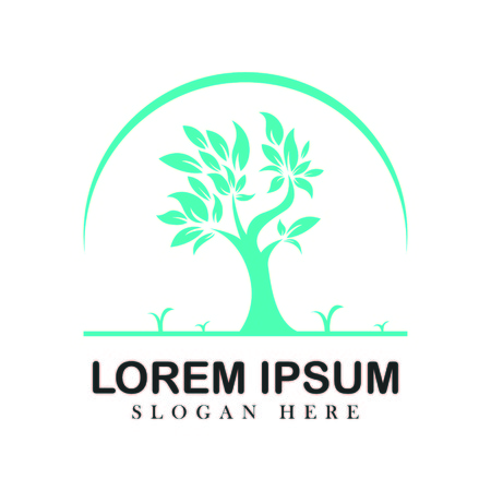 Tree oak green nature design logotype vector concept embem isplated illustration background whiteのイラスト素材