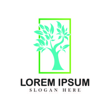 Tree oak green nature design logotype vector concept embem isplated illustration background whiteのイラスト素材