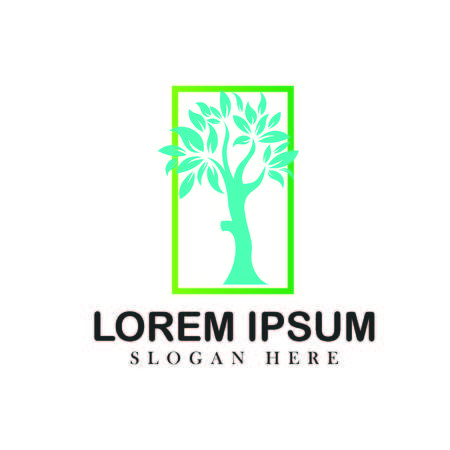 Tree oak green nature design logotype vector concept embem isplated illustration background whiteのイラスト素材