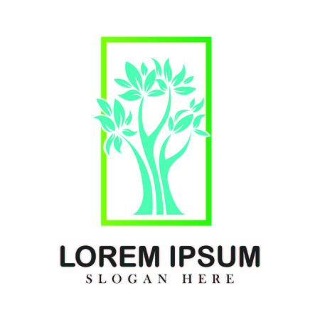 Tree oak green nature design logotype vector concept embem isplated illustration background whiteのイラスト素材