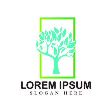 Tree oak green nature design logotype vector concept embem isplated illustration background whiteのイラスト素材