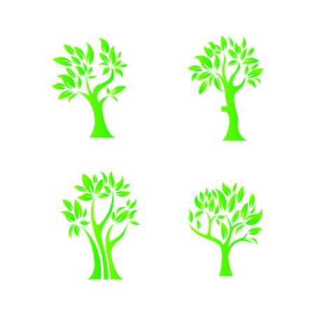 Tree oak green nature design logotype vector concept embem isplated illustration background whiteのイラスト素材