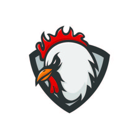 Chicken mascot vector logo emblem rooster head animal illustrationのイラスト素材