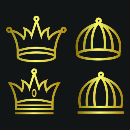 Crown royal king vector logo design abstract emblem premium gold illustration isolatedのイラスト素材