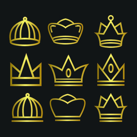 Crown royal king vector logo design abstract emblem premium gold illustration isolatedのイラスト素材