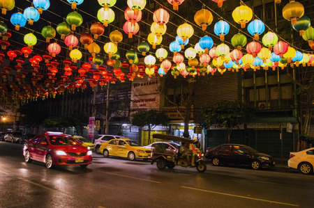 Chinese lanterns in chinatown Bangkokのeditorial素材