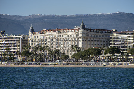 Hotel Carlton viewed from the seaの写真素材